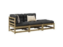 Conjunto 3 Piezas Sofás de Jardin C/ Almofadões Pinho Impregnado Dkd Home Decor