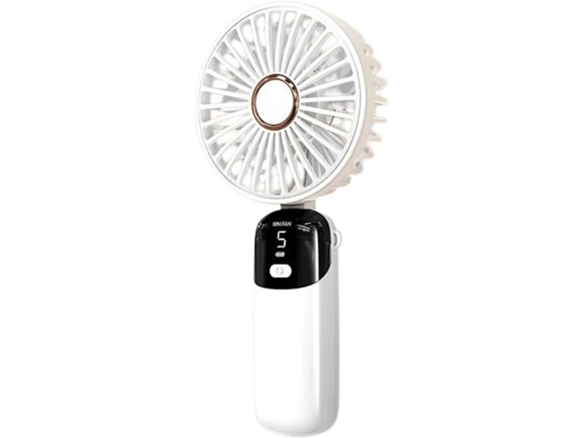 Mini Ventilador De Escritorio Usb Portátil Y Plegable Con 5 Velocidades Pequeño Silencioso Recargable Pantalla