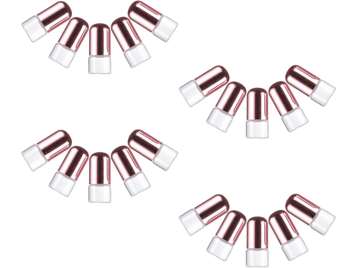 Juego De 20 Mini Frascos Roll-on De Vidrio Transparente De 1 Ml Con Tapas Rosas, Recargables.