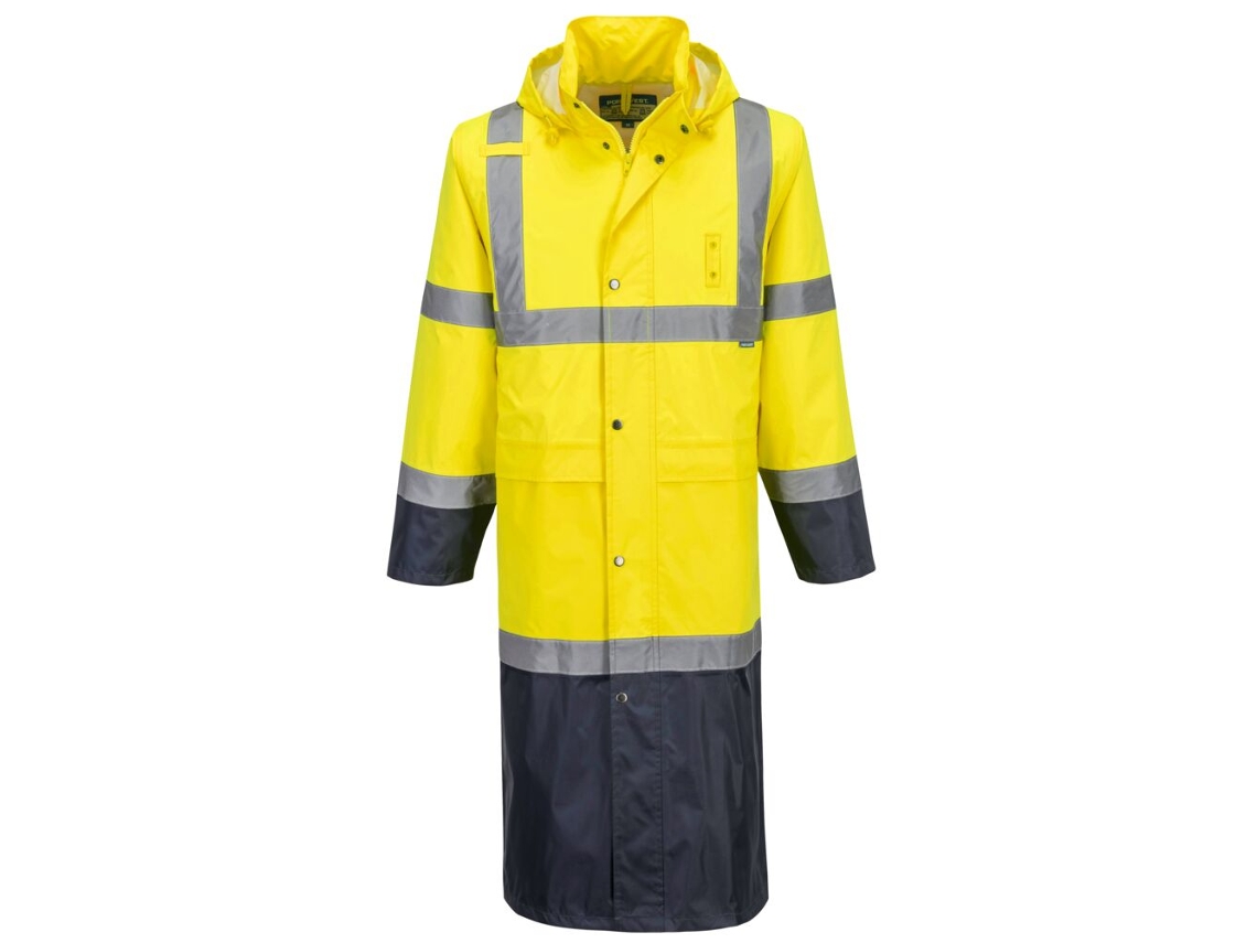 Impermeable De Trabajo Alta Visibilidad 122 Cm | Lluvia Amarillo/marino / Xl