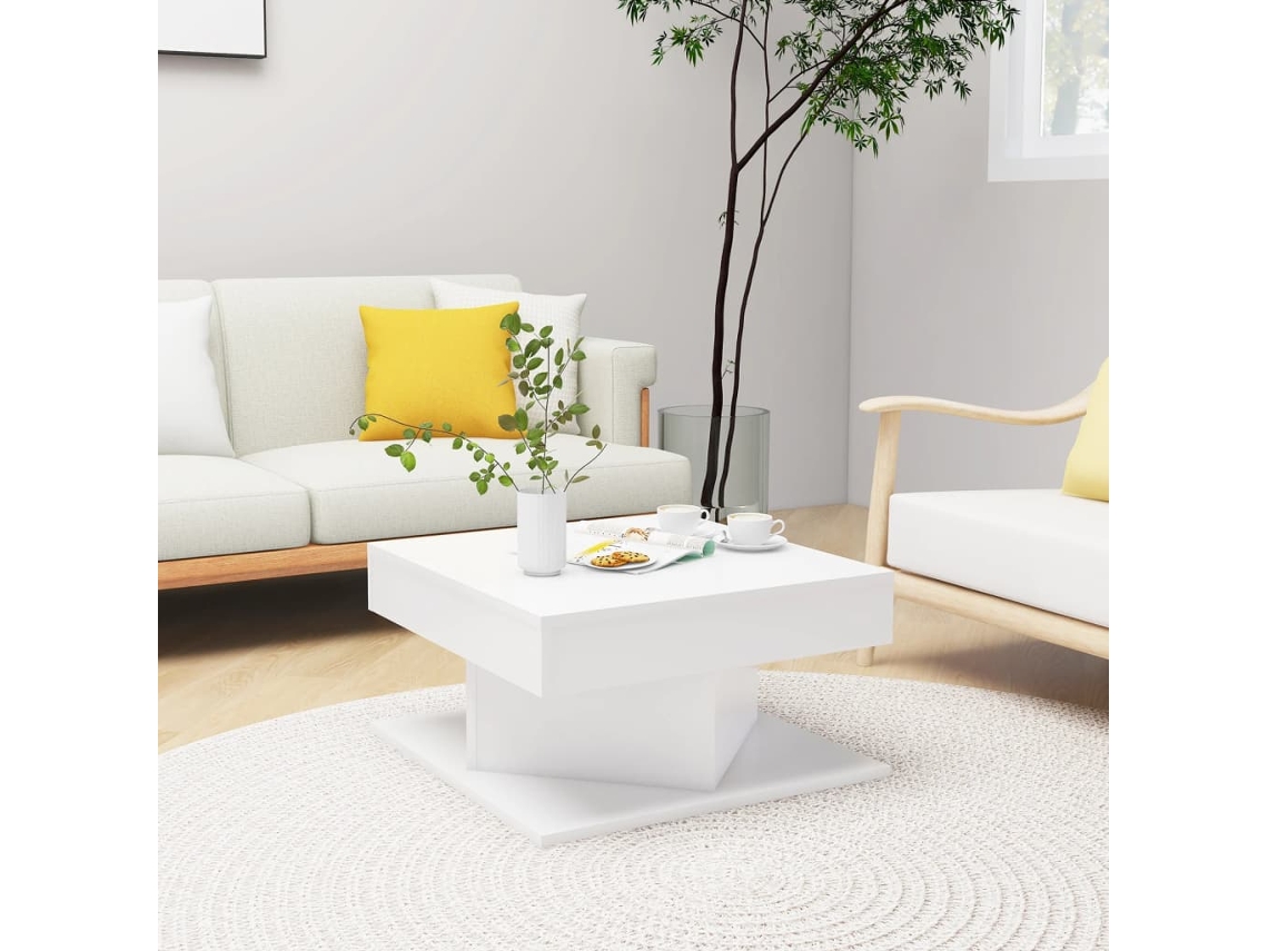 Mesa de centro de 57x57x30 cm, fabricada en madera sintética blanca, HARLANV1