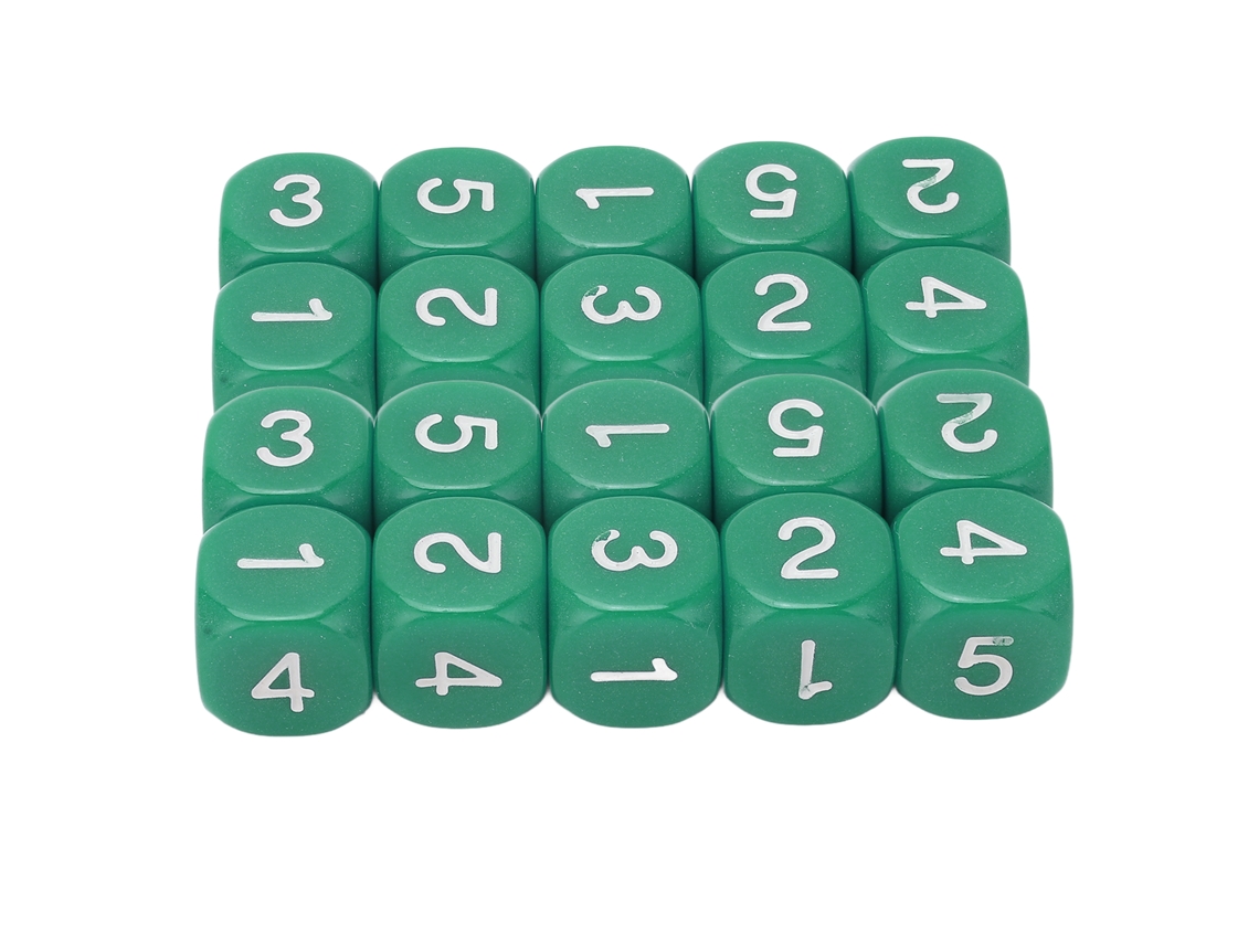 20 Dados Numéricos De 6 Caras Con Esquinas Redondeadas De Plástico Para Juegos De Mesa Y Enseñanza - Verde