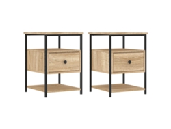 Mesitas de Noche 2 Pzs Derivados de Madera Roble Sonoma
