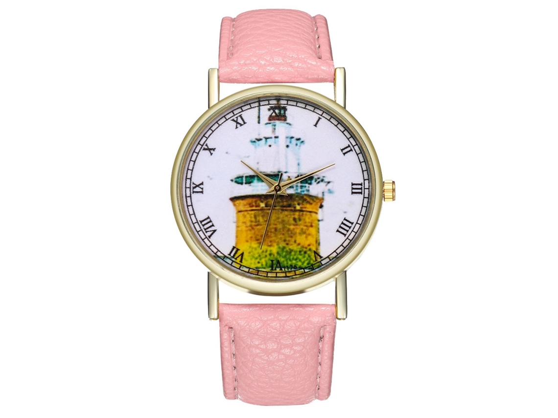 Reloj De Cuarzo Con Correa De Cuero, Estilo Sencillo, Moderno, Manecillas Decoradas En Rosa.