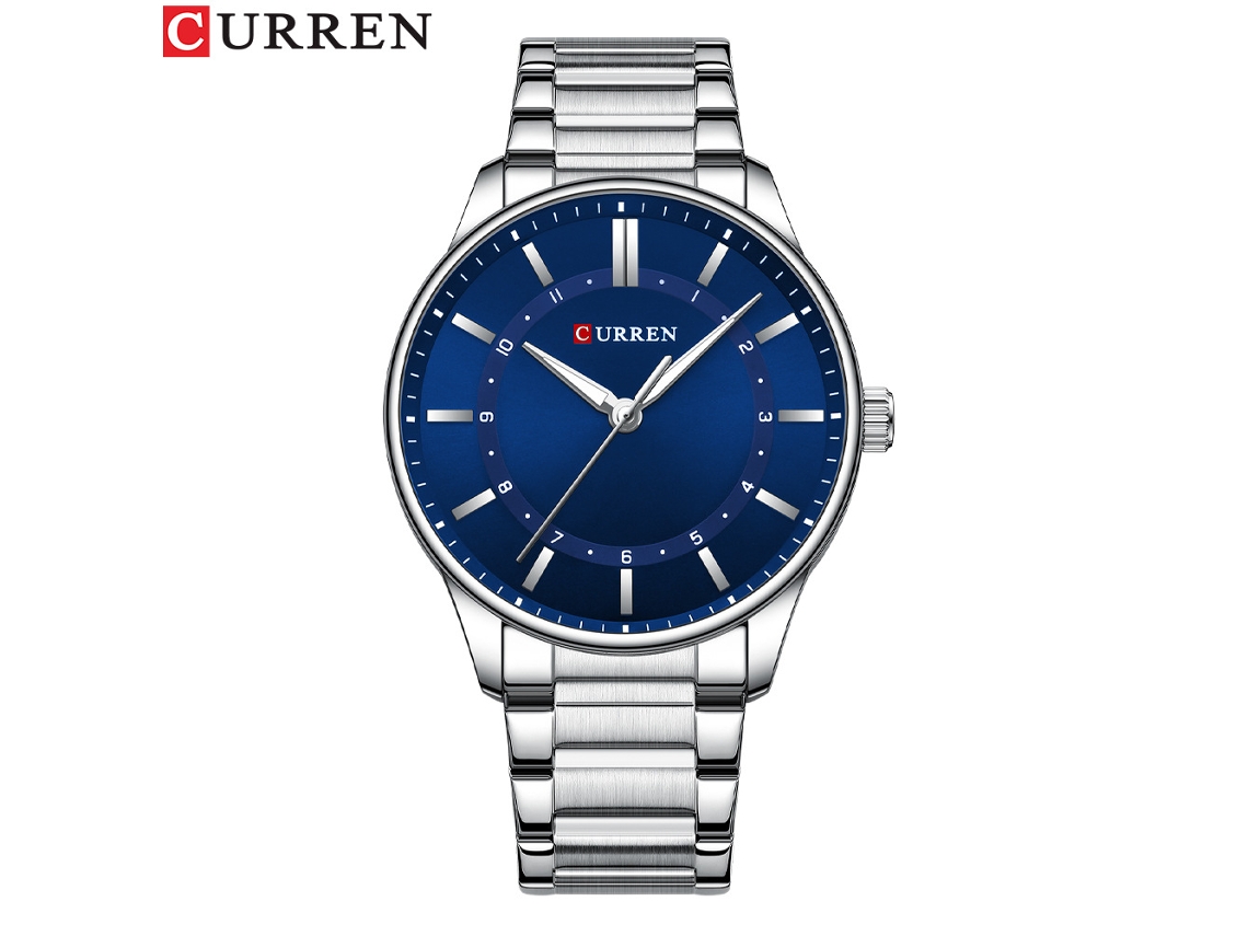 Relógio MDUG Simples, à Prova D'água, Movimento de Quartzo, Pulseira de Aço Inoxidável, Estilo Casual, Azul Prateado
