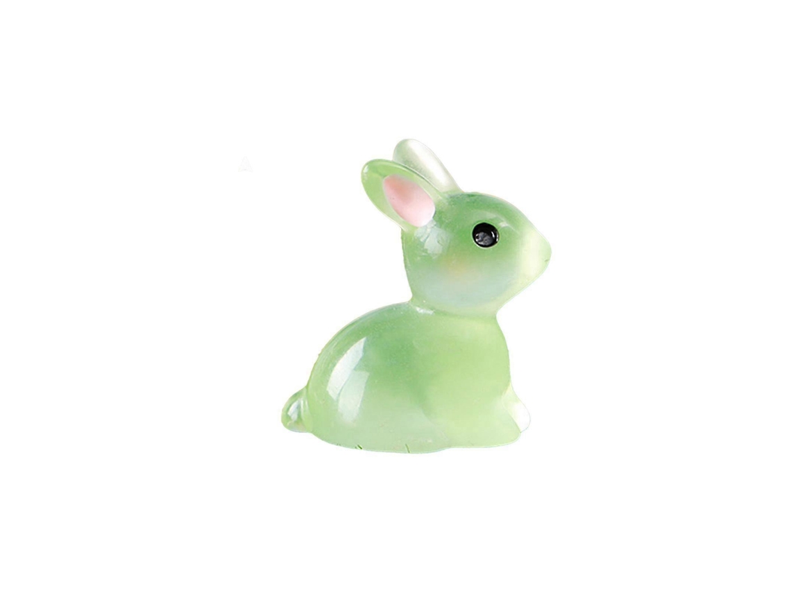 Figuras luminosas de conejo de Pascua, adornos, micropaisajes, musgo resinoso