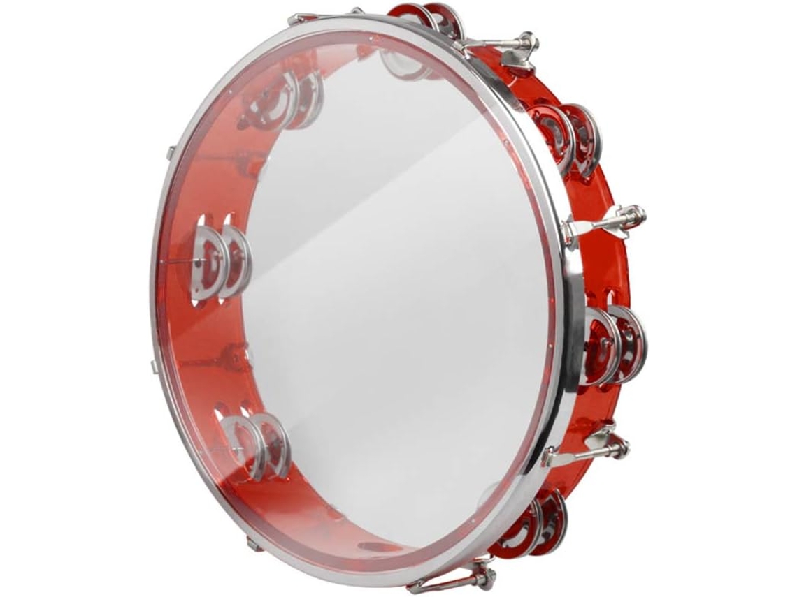 Pandereta De 10 Pulgadas Campana De Metal De Doble Fila Ajustable Instrumento De Percusión De Pandereta Manual Con Manivela CUICH