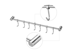 Soporte De Pared De Acero Inoxidable 304 Con 7 Ganchos Móviles Para Cocina Y Baño.