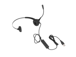 Fone de ouvido com microfone USB ajustável e cancelamento de ruído para call center e mesa de trabalho.