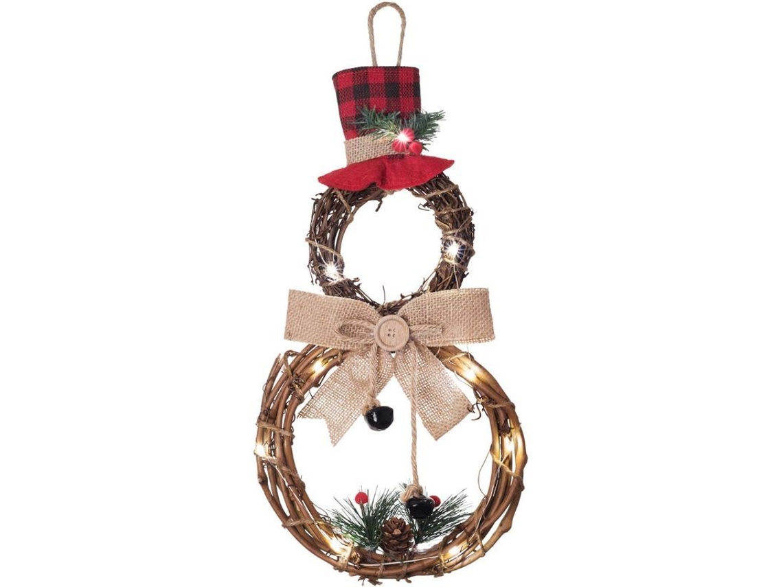 Corona Navideña Iluminada - 40*20 Cm Con Forma De Muñeco De Nieve Para Puerta, Fachada, Pared, Decoración Del Hogar