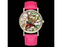 Reloj Casual De Moda Unisex Con Cuerda De Cuero De Cuarzo Zhoulianfa(rojo Rosa)
