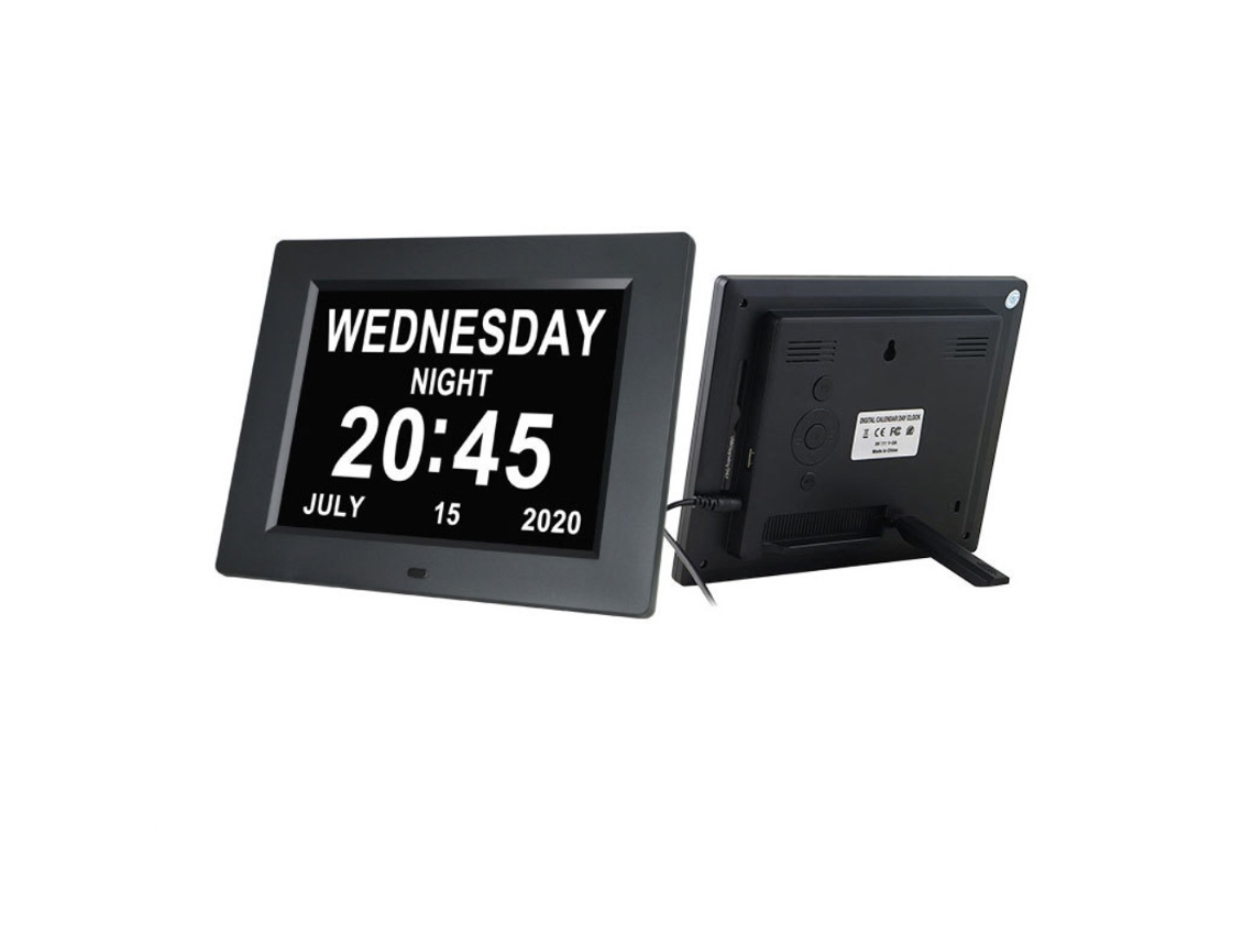Reloj calendario digital con pantalla grande y atenuación automática