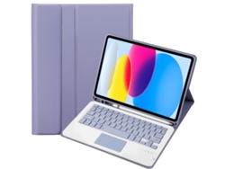 Funda con teclado Bluetooth Fwinl para Samsung Tab S11 Ultra 14.6 2025, teclado táctil con teclas cuadradas, morado portugués