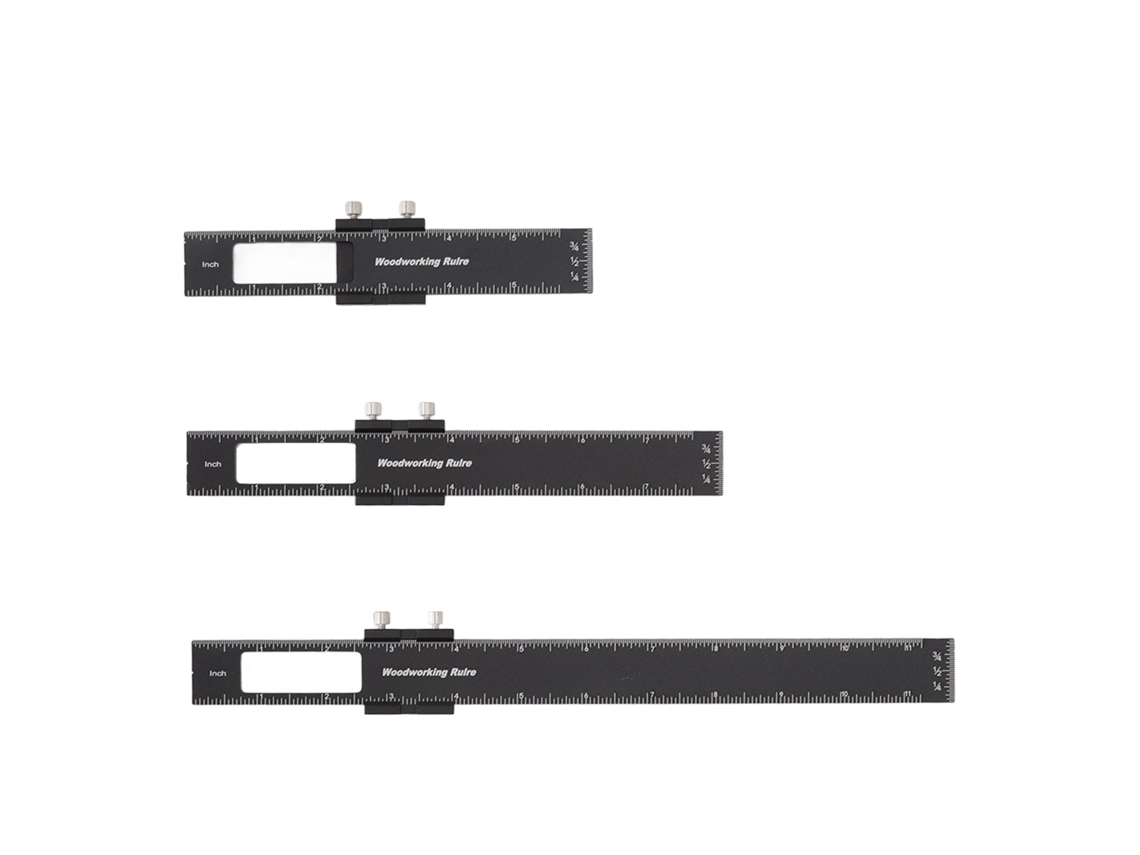 Juego De 3 Reglas De Carpintería En Forma De T De Aleación De Aluminio Para Marcar Y Medir, Con Topes Deslizantes.