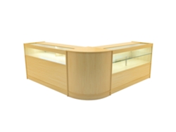 Mostrador comercial MonsterShop Adonis Maple, B1500C1500CM60, MDF y vidrio templado