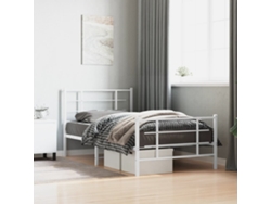 Estructura Cama Sin Colchón Con Estribo Metal Blanco 100x200 Cm