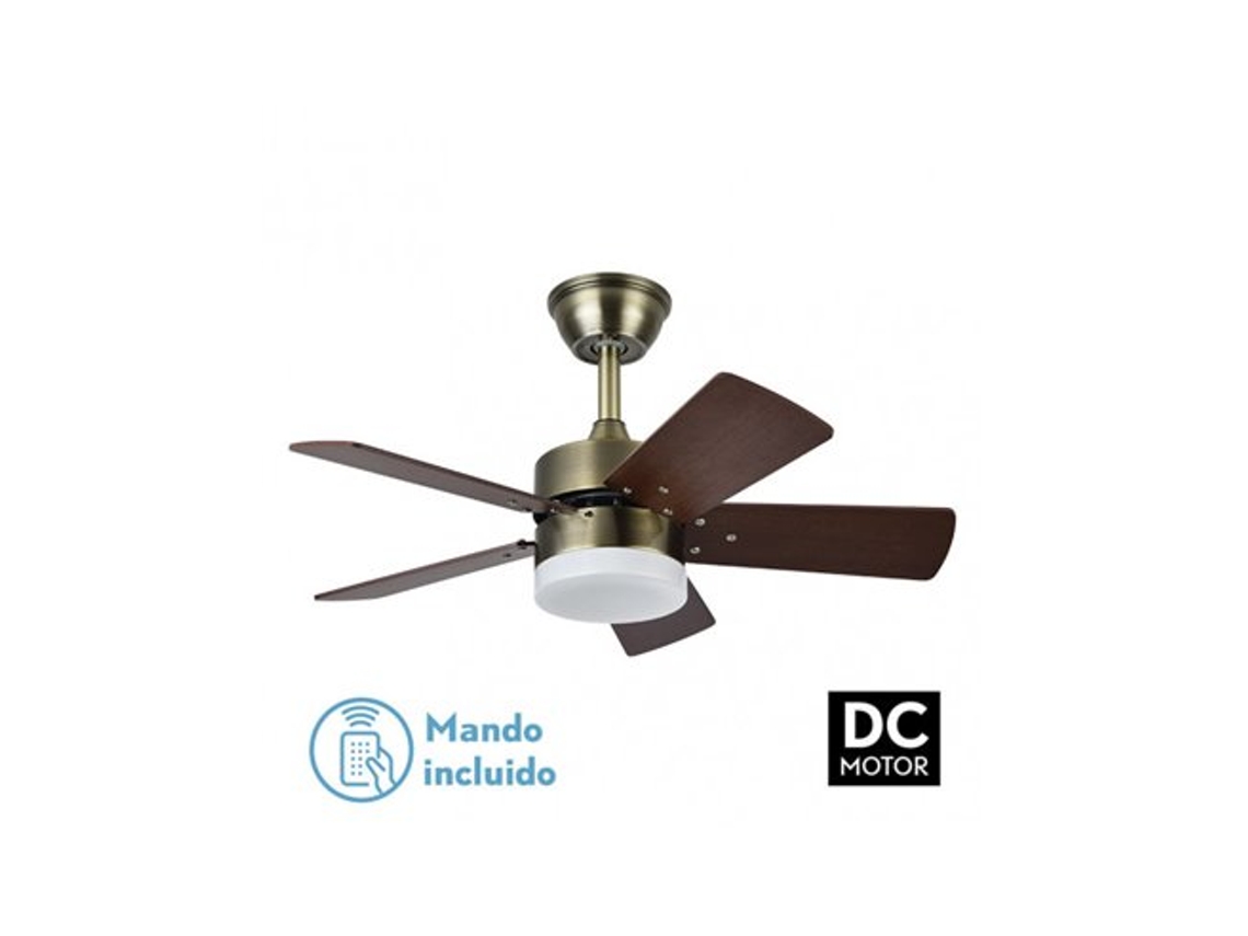 Ventilador Dc Marta 36w Cuero 5 Aspas Rev. Cerezo/nogal 41x76d 3240lm con Remoto , Memoria Y temporizador 3000k,4000k,6000k FABRILAMP
