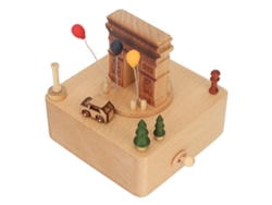 Caja de música de haya con forma de Arco del Triunfo - Regalo creativo