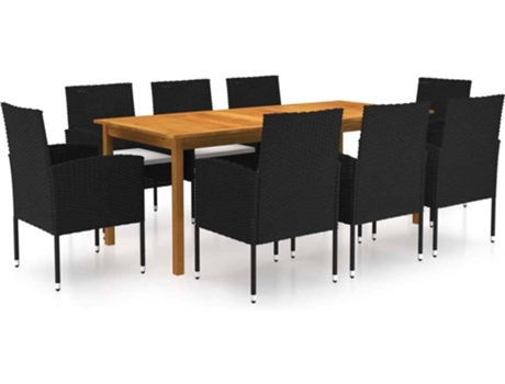 Conjunto 9 de comedor de jardín de VIDAXL negro