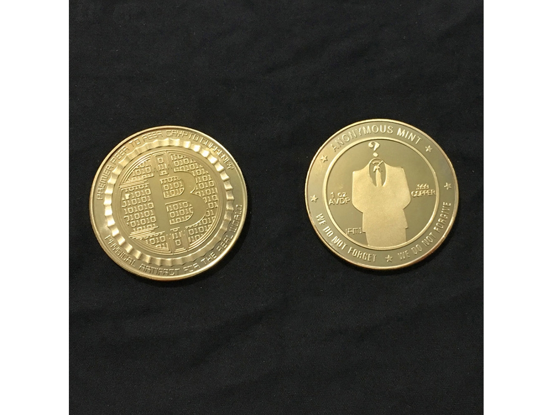 Moeda Comemorativa Física Btc de Metal Colecionável Souvenir Artística Dourado e Prata
