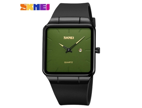 Relojes cuadrados para hombres Reloj de pulsera de cuarzo analógico de moda informal resistente al agua-Superficie verde de concha negra LUUCOZK