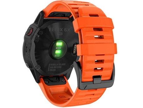 Pulsera Garmin 26 Mm Fenix 6X / 6 Pro / 5X Plus / Descent Mk1 Silicona Naranja