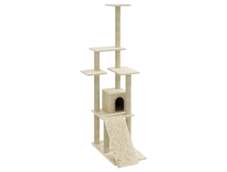 vidaXL Rascador para gatos con postes de sisal color crema 155 cm