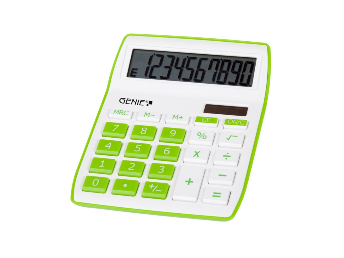 GENIE Calculadora de Sobremesa 840G 10 Dígitos Blanca y Verde