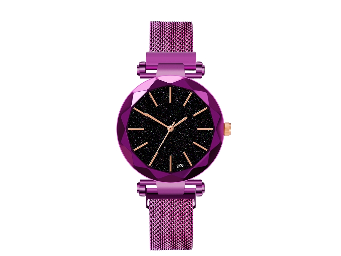 Reloj De Pulsera Sencillo Para Hombre Con Movimiento De Cuarzo De Aleación Y Decoración Morada.