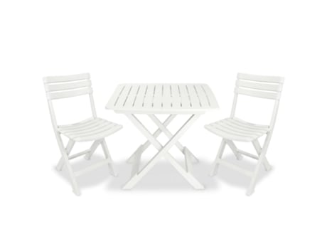 MAISON EXCLUSIVE Mesa y sillas bistró de jardín plegables 3 pzas plástico blanco