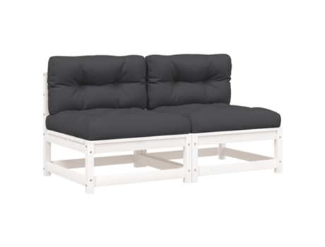 Conjunto 2 Sofá De Jardín VIDAXL Blanco (70x70x67 cm)
