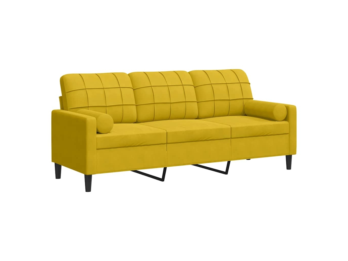 Maison Exclusive - Sofá De 3 Plazas Con Cojines Terciopelo Amarillo 180 Cm