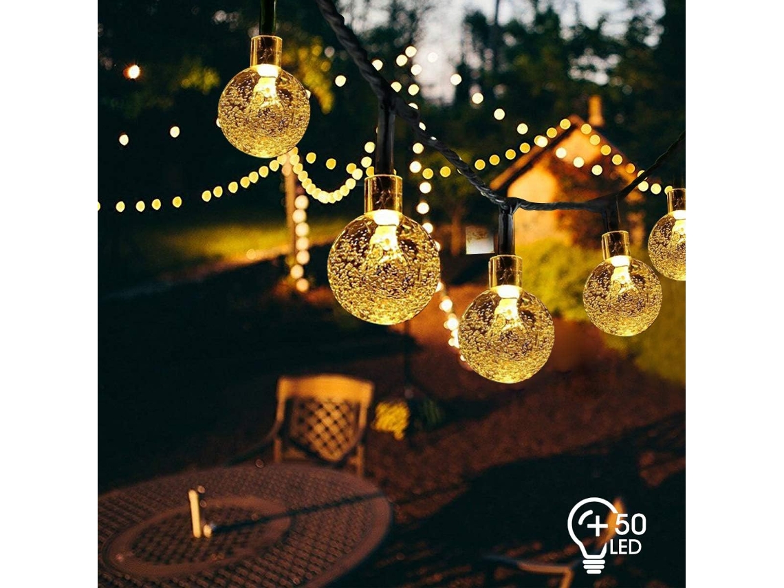 Guirnalda Solar Blanca Para Fiestas, 7 M, 50 Led.