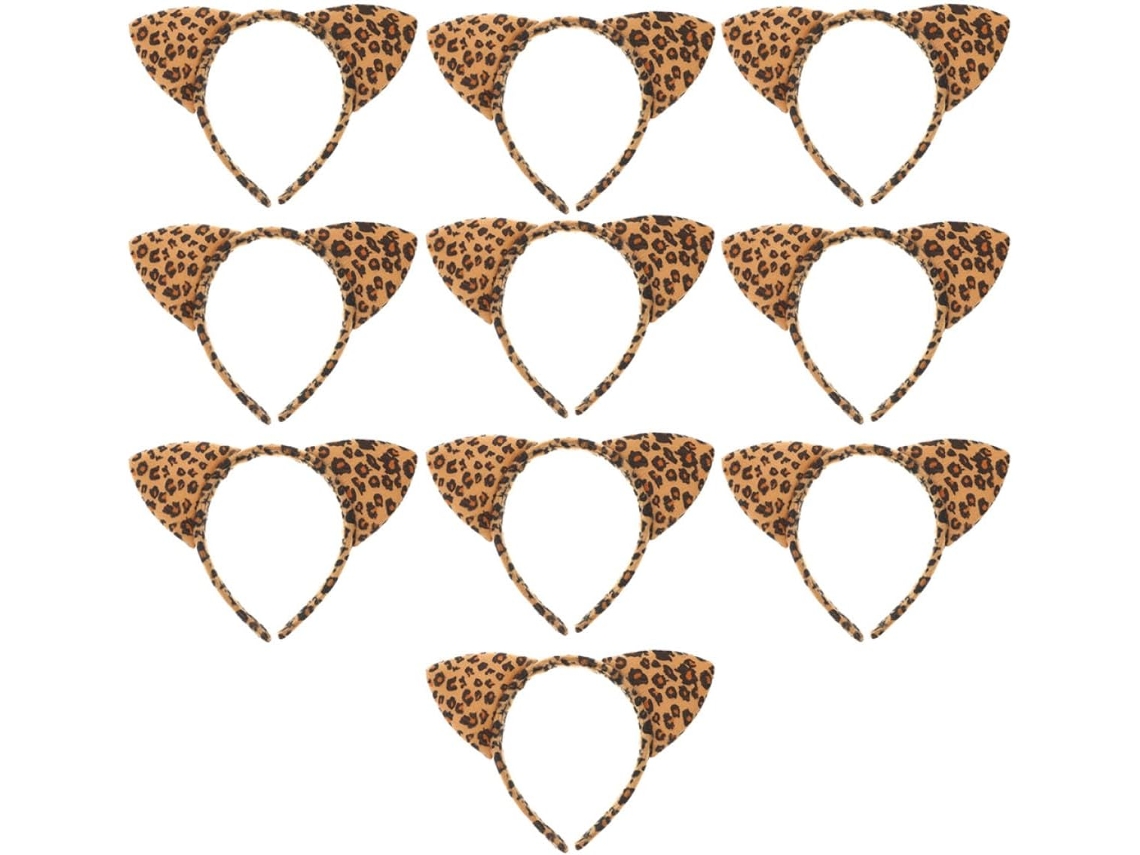 Tiara Nuobesty con orejas de gato y estampado de leopardo para mujer, 10 unidades, ligera y antideslizante, ideal para fiestas.
