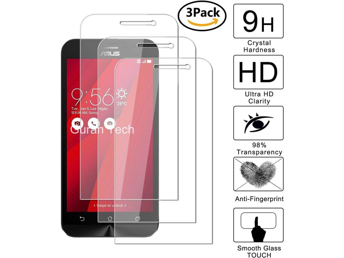 3x Protector Cristal Templado Asus Zenfone Go ZB500KL HONGWE.