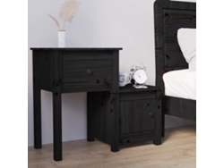Mesa de Cabeceira LOVELY HOME Mesinha 79,5X38X65,5 Cm Madeira Pinho Maciça Preto