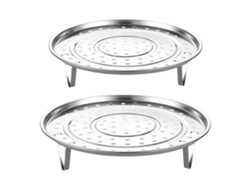 Juego de 2 soportes redondos para vaporera con patas extraíbles, cesta para vaporera para olla multifunción, aptos para lavavajillas.