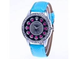 Elegante Reloj De Pulsera De Cuarzo Para Mujer, Correa Informal, Regalo De Moda, Azul Claro.