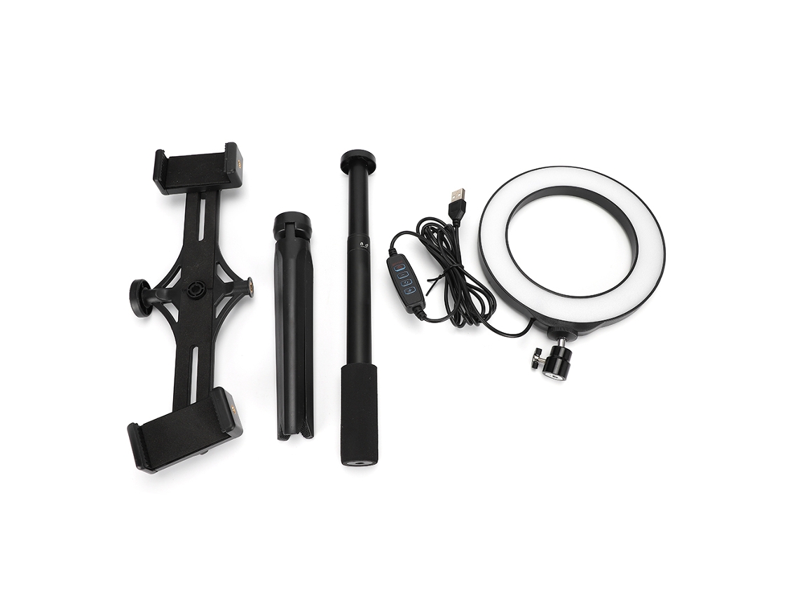 Anillo De Luz Led Portátil Puluz Pkt3038 De Abs Con Trípode Para Fotografía Y Transmisión En Vivo.