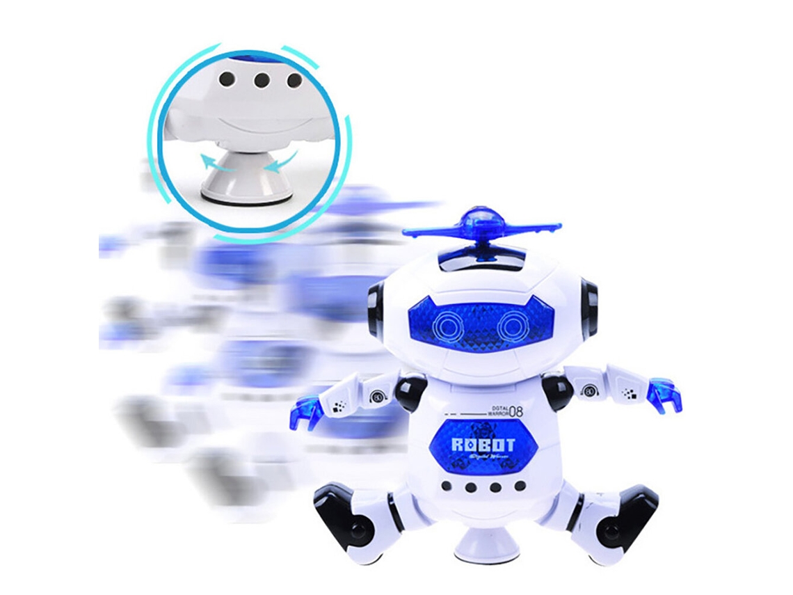Robot astronauta bailarín giratorio blanco de 360° con control remoto, música y luces LED, juguete para niños, regalo de cumpleaños MDUG