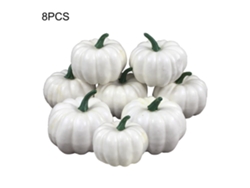 8 Calabazas Artificiales Blancas Rústicas Para Decoración De Halloween, Otoño Y Acción De Gracias
