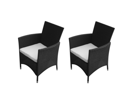 Conjunto 2 Sillas de jardín VIDAXL ratán sintético negro