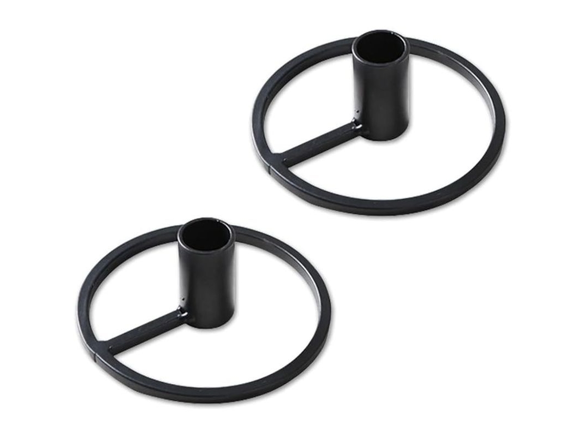 Suportes para Velas de Coluna, 2 Unidades, Metal de Ferro Forjado Preto, Candelabros com Base Estável