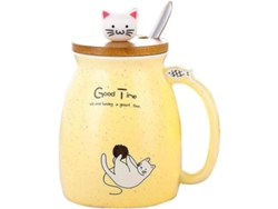 2026-taza De Cerámica Para Café Con Gatito, Taza Bonita Con Cuchara De Acero Inoxidable Y Tapa, Taza Novedosa Para Té Matutino 380ml