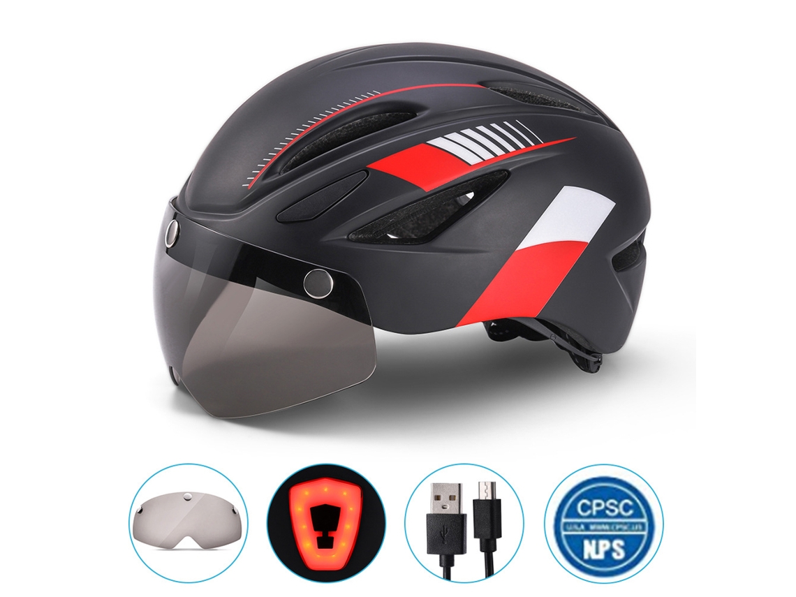 Rebe-capacete De Bicicleta Para Adultos Com Óculos Magnéticos Desmontáveis E Luz Led Ajustável Para Montanha E Estrada