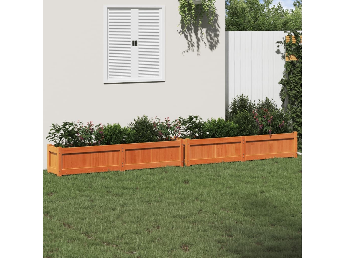 Jardineras De Exterior 2 Uds | Maceta Madera Maciza De Pino Marrón Cera