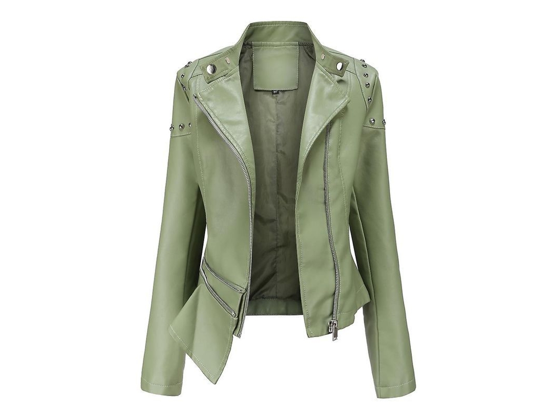 2026-chaqueta Moto De Cuero Falso Para Mujer Mystdiy Con Cremallera Y Diseño Clásico