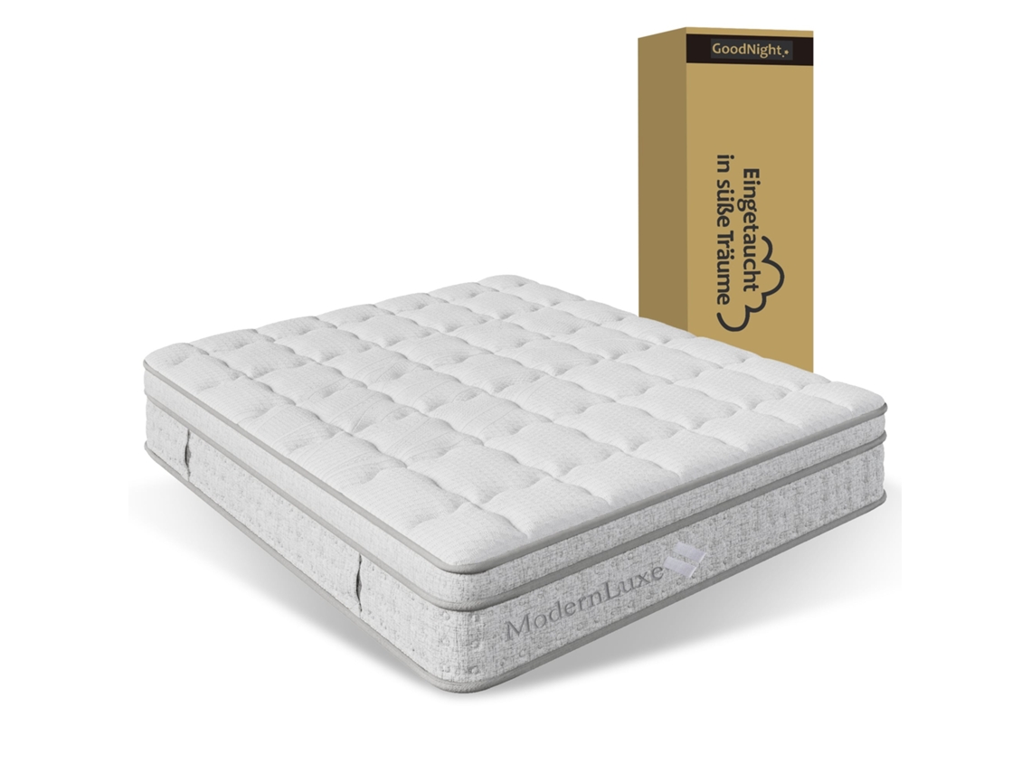 Colchón híbrido 160 × 200 cm, muelles ensacados de 7 zonas, altura 25 cm, espuma fría, alivio de presión, transpirable, Oeko-TEX, tamaño queen, blanco