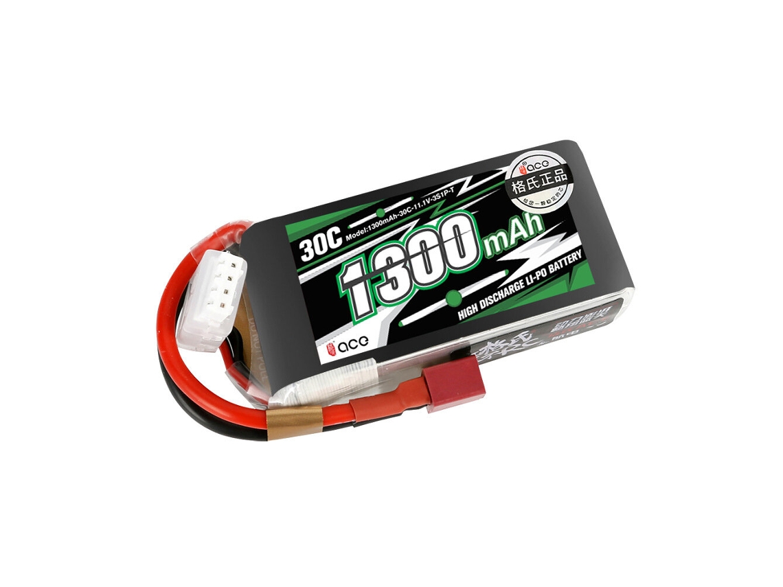 Batería Lipo Tattu Ace de 111 V, 1300 mAh, 30 C, 3S1P, con conector T para coche RC