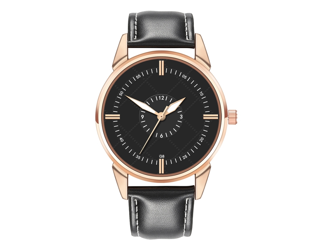 Reloj Analógico Para Hombre De Cuero Pu Pulsera De Cuero Reloj De Cuarzo Negro